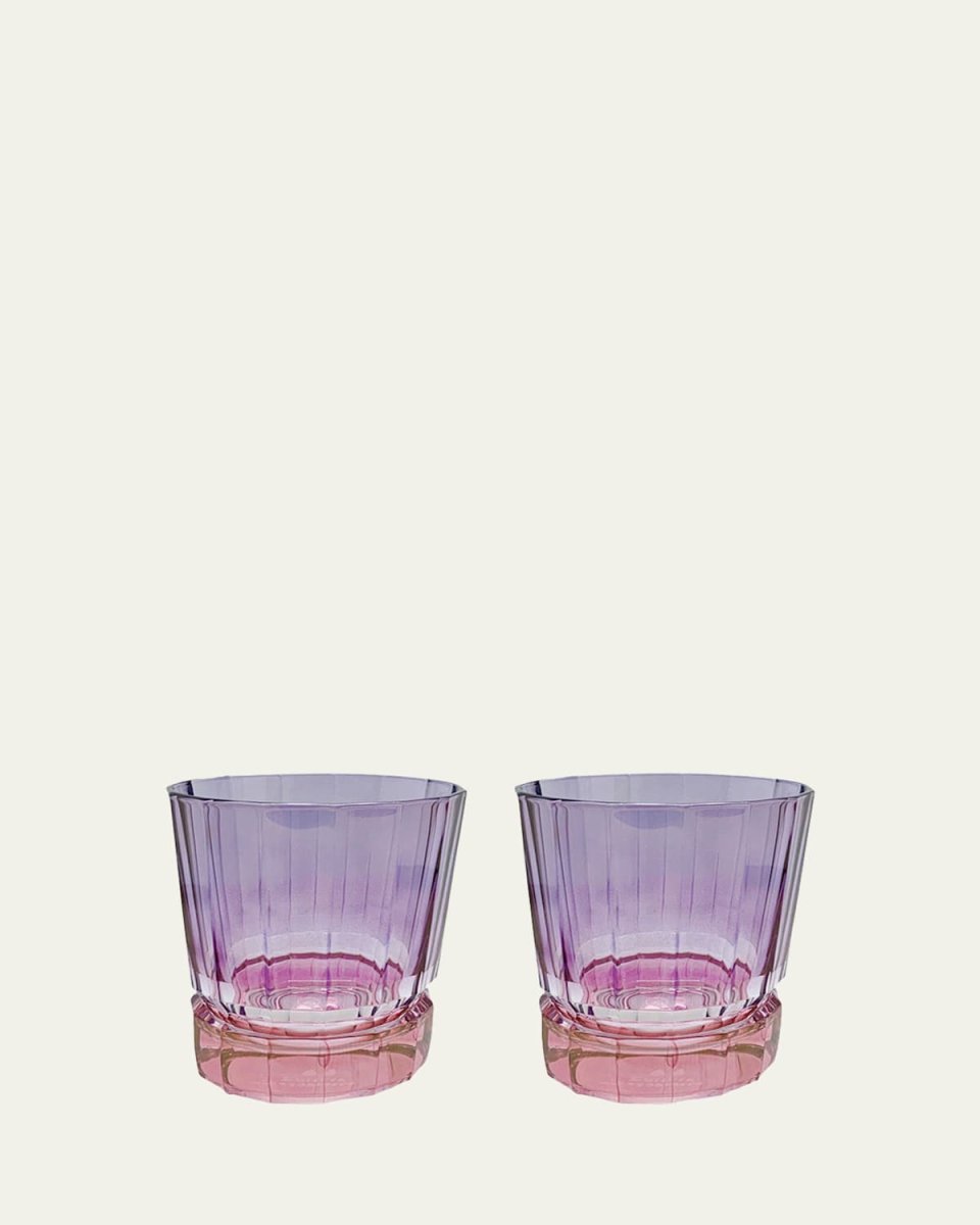 Purple Shaded Short Glass Tumblers, Set of 2